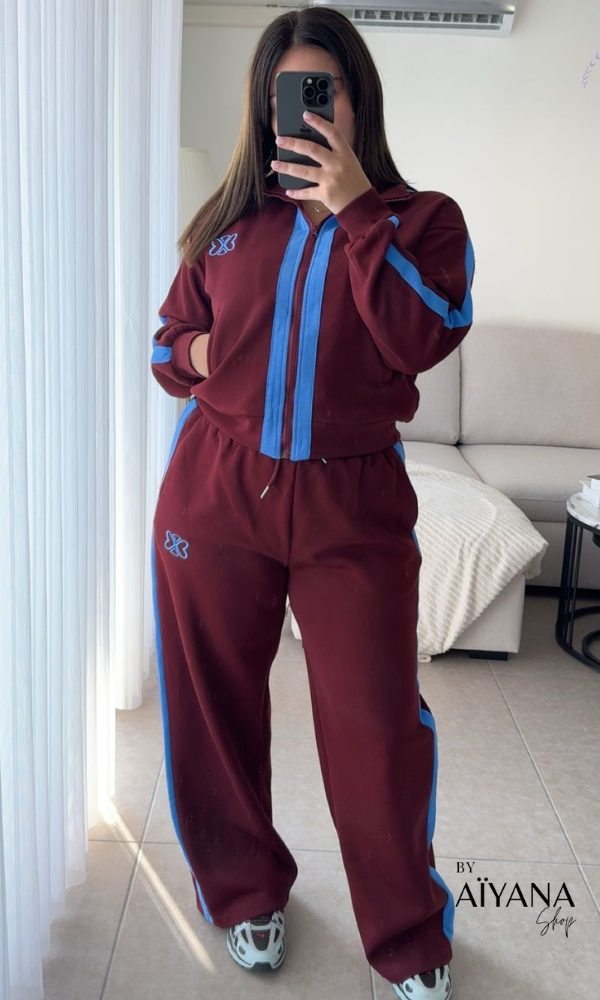 Ensemble Survêtement Bordeaux et Bleu