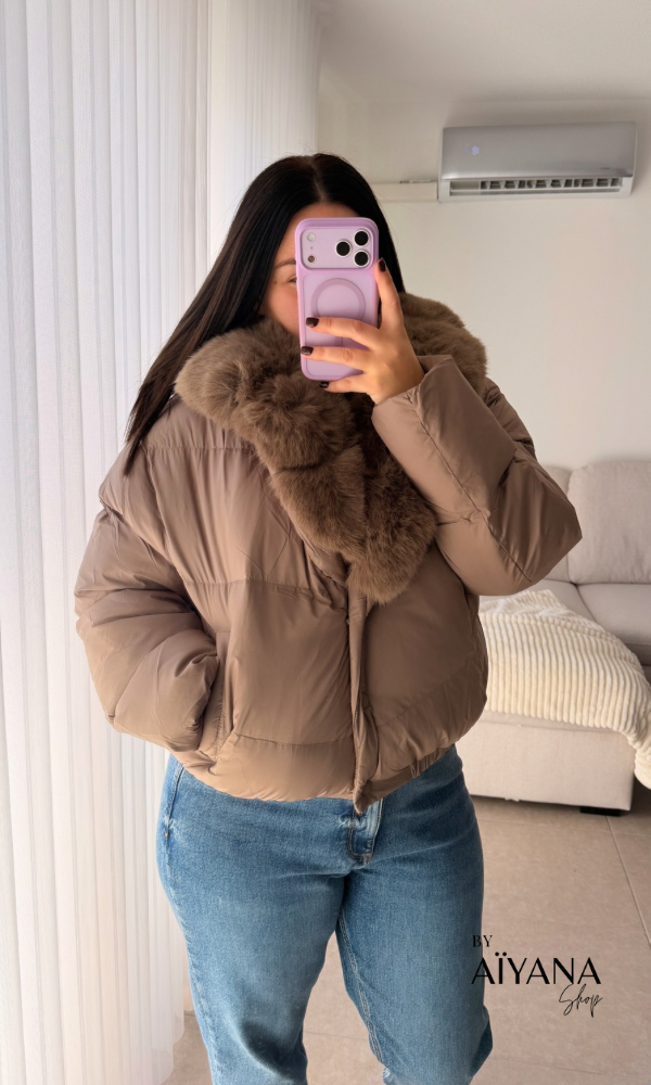 Doudoune courte fourrure amovible