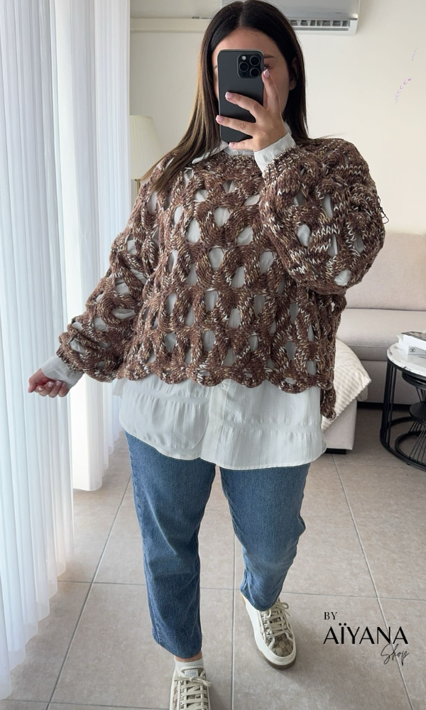 Pull Crochet Marron Chocolat
